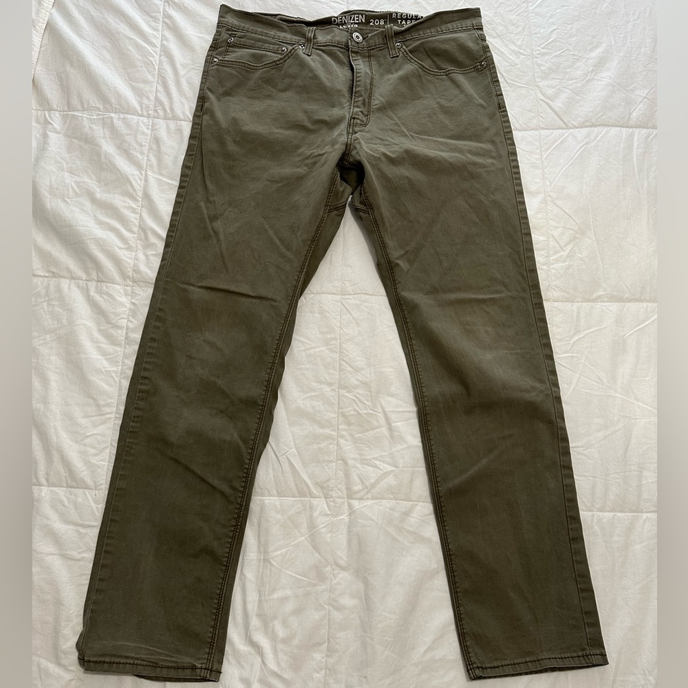 DENIZEN LEVI 216 Skinny Fit Men’s Green Jeans Size 36/32